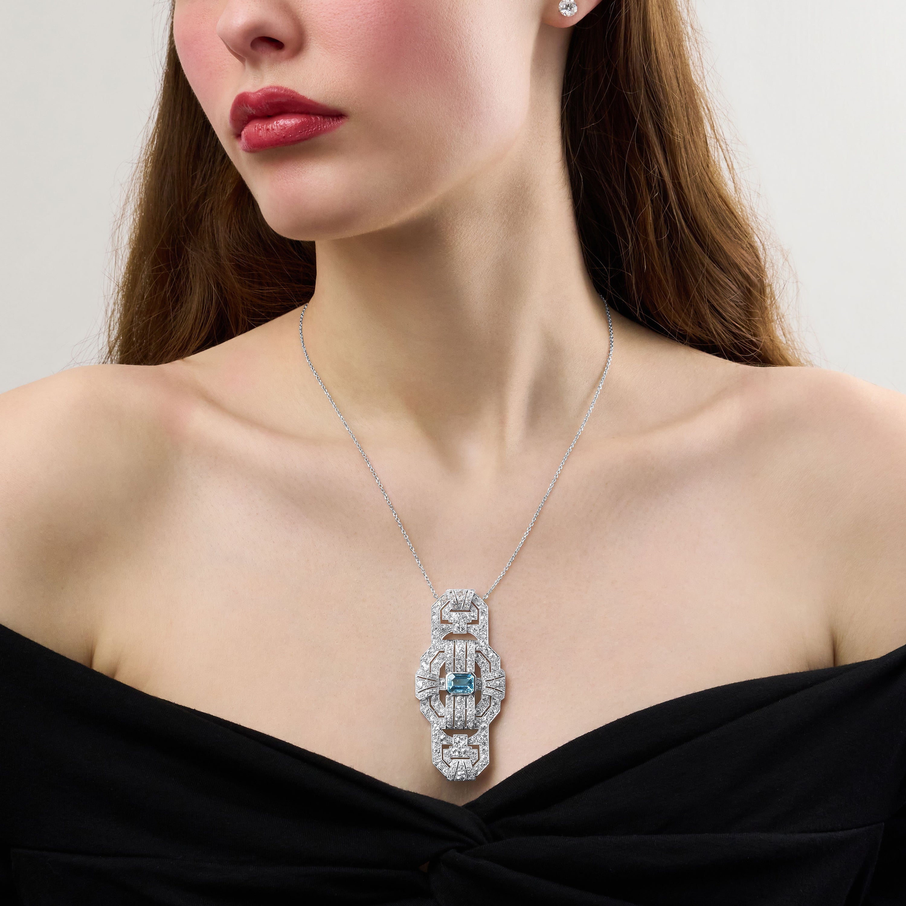 Aquamarine and Diamond Pendant