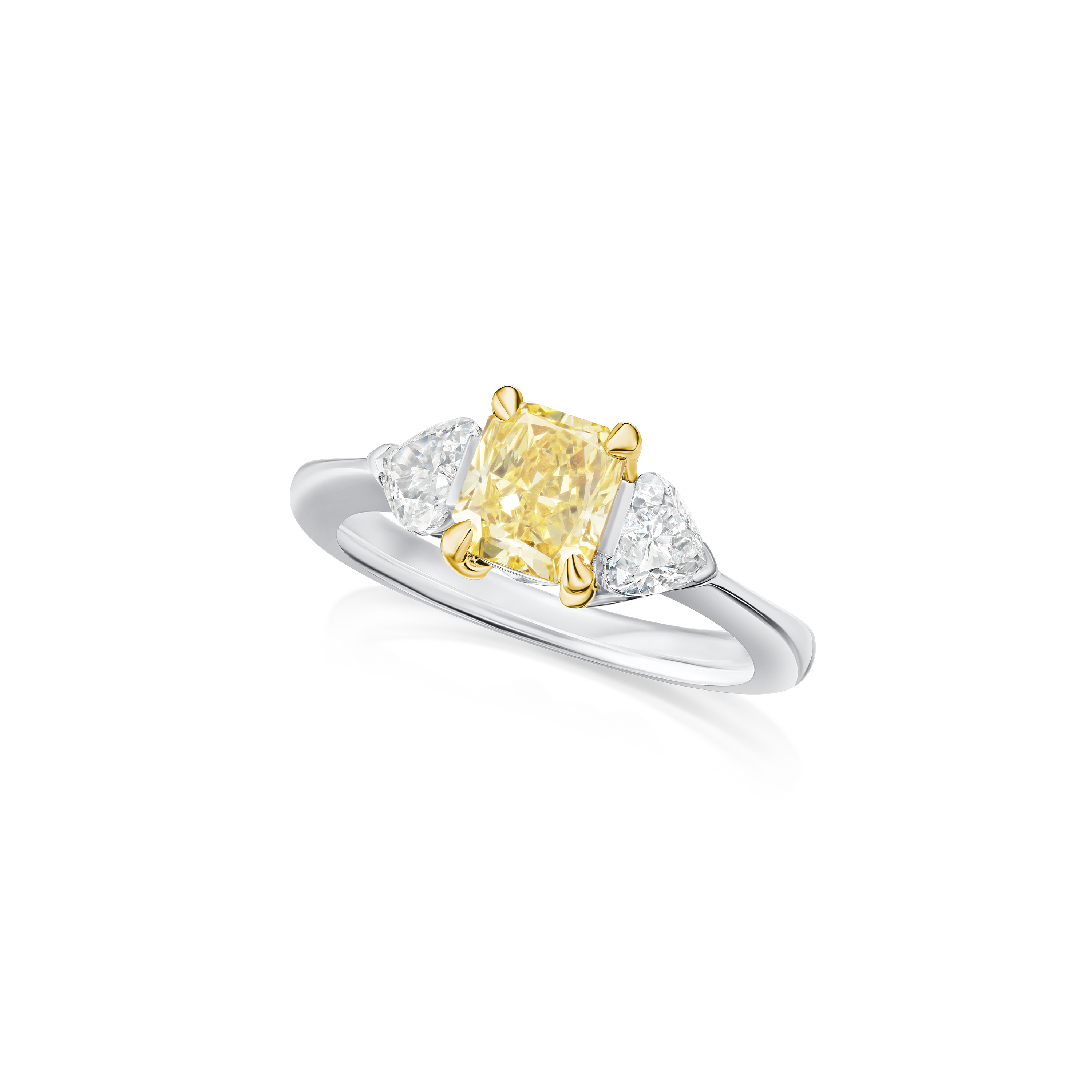 1.17ct Yellow and White Diamond Three Stone Ring