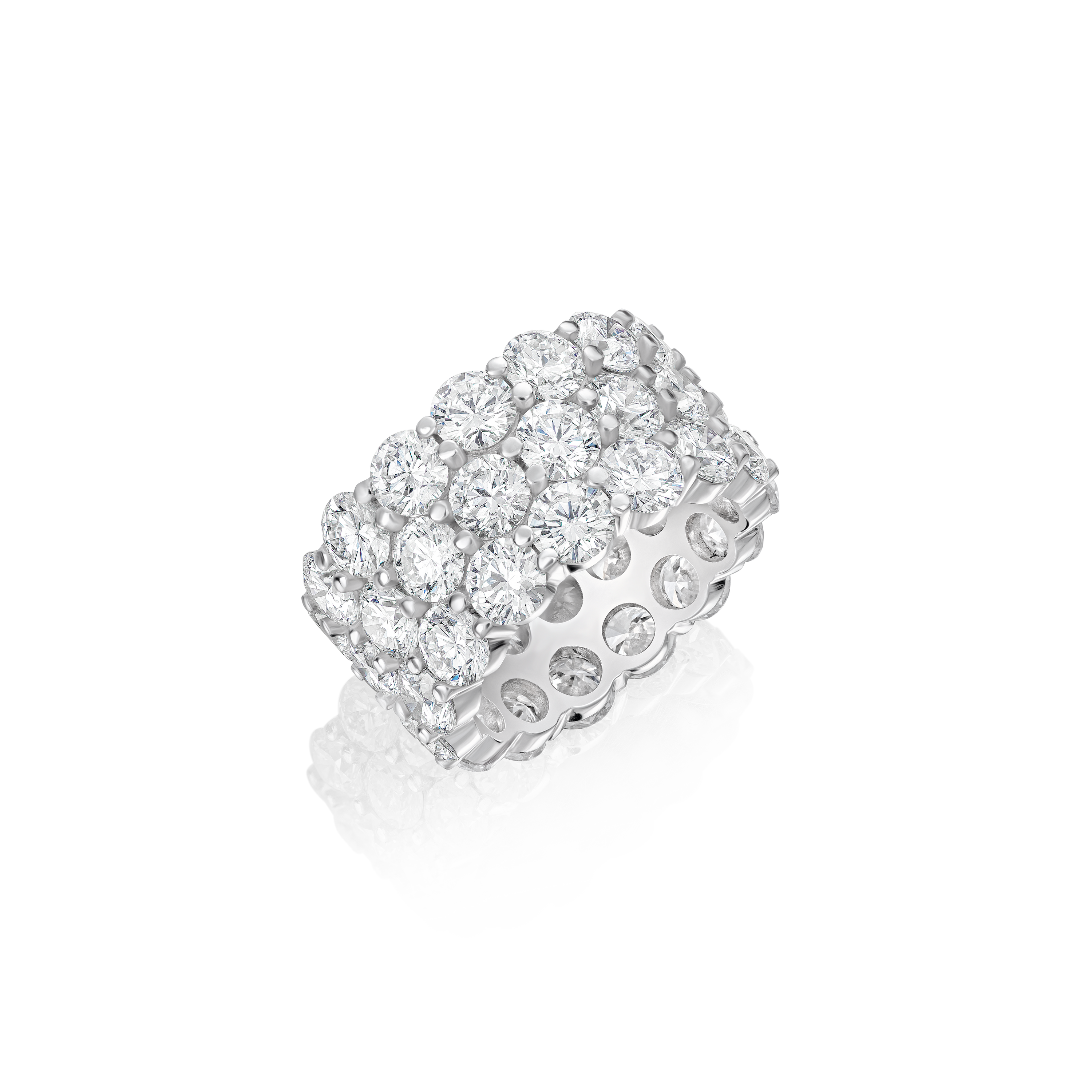 14.57ct Three Row Diamond Wave Ring