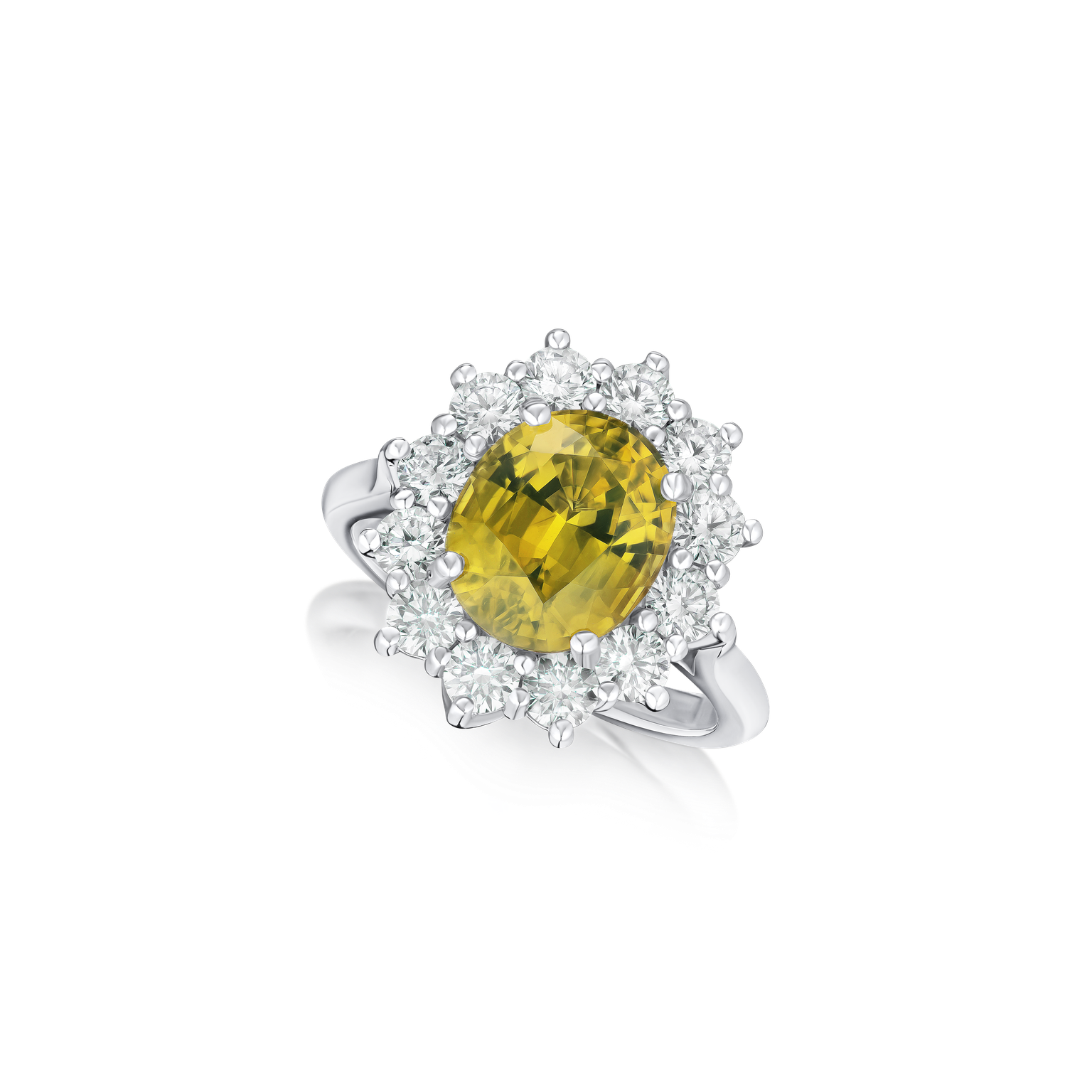 4.41cts Chrysoberyl and Diamond Ravello Cluster Ring