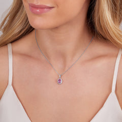 1.63cts Pink Sapphire and Diamond Cluster Pendant