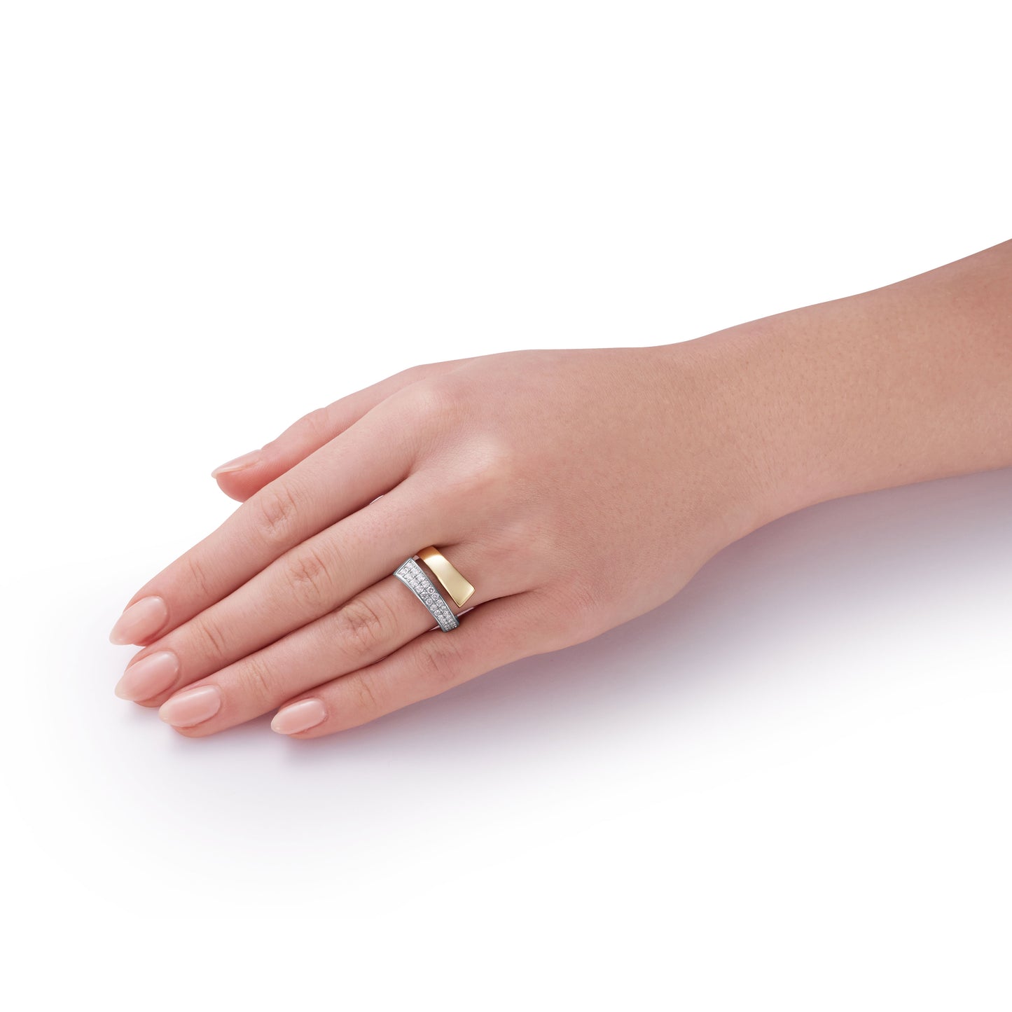 Infinity Collection Bi-Colour Diamond Set Cross Over Ring