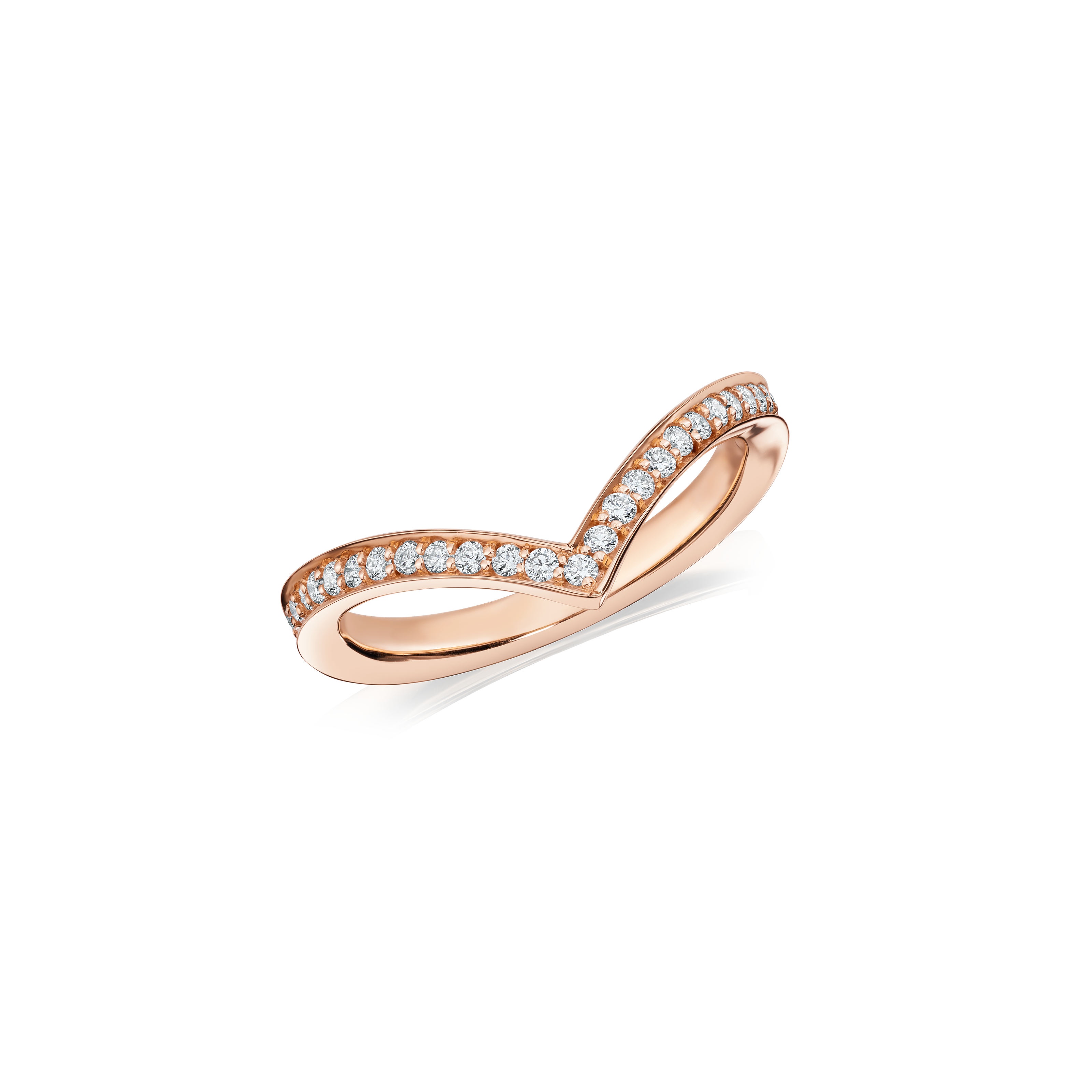 Skyline Collection 18ct Rose Gold Wishbone Diamond Ring 2mm