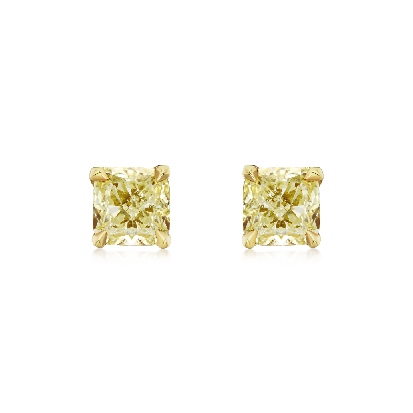 0.50ct Cushion Cut Yellow Diamond Stud Earrings