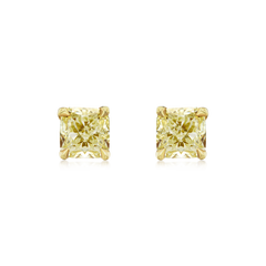 0.50ct Cushion Cut Yellow Diamond Stud Earrings