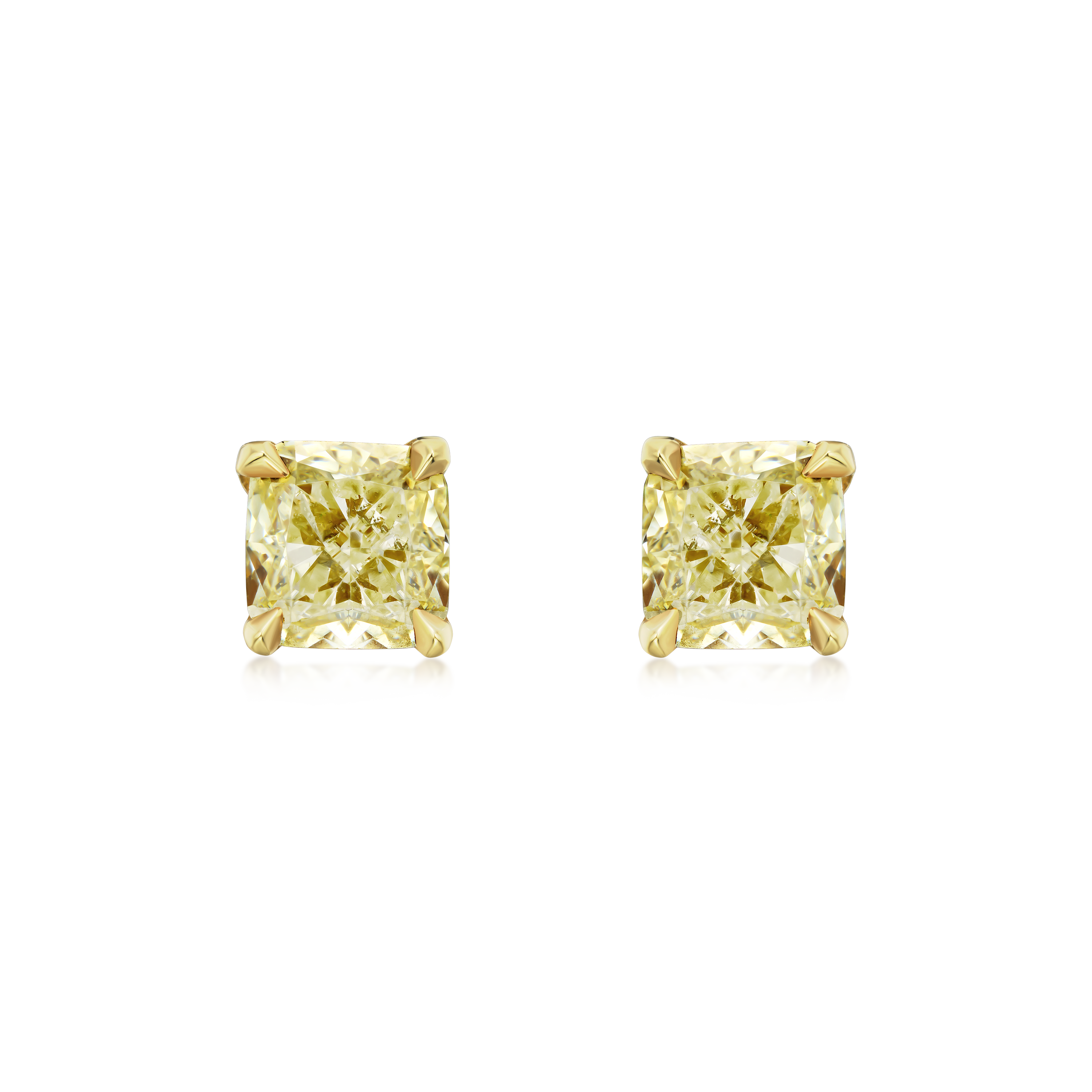 0.50ct Cushion Cut Yellow Diamond Stud Earrings