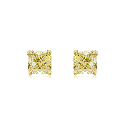 0.50ct Cushion Cut Yellow Diamond Stud Earrings