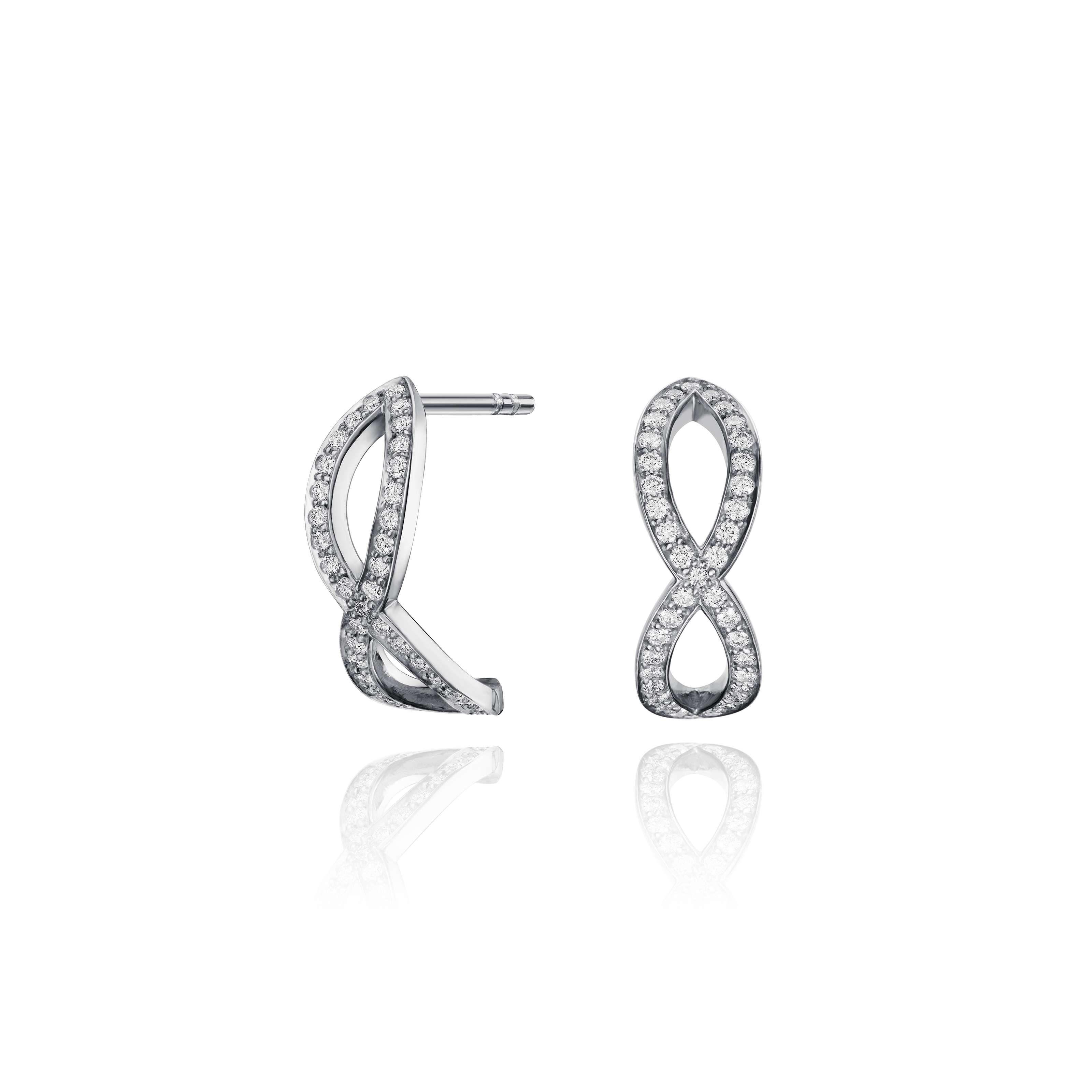 Skyline Collection Diamond Set Platinum Crossover Earrings