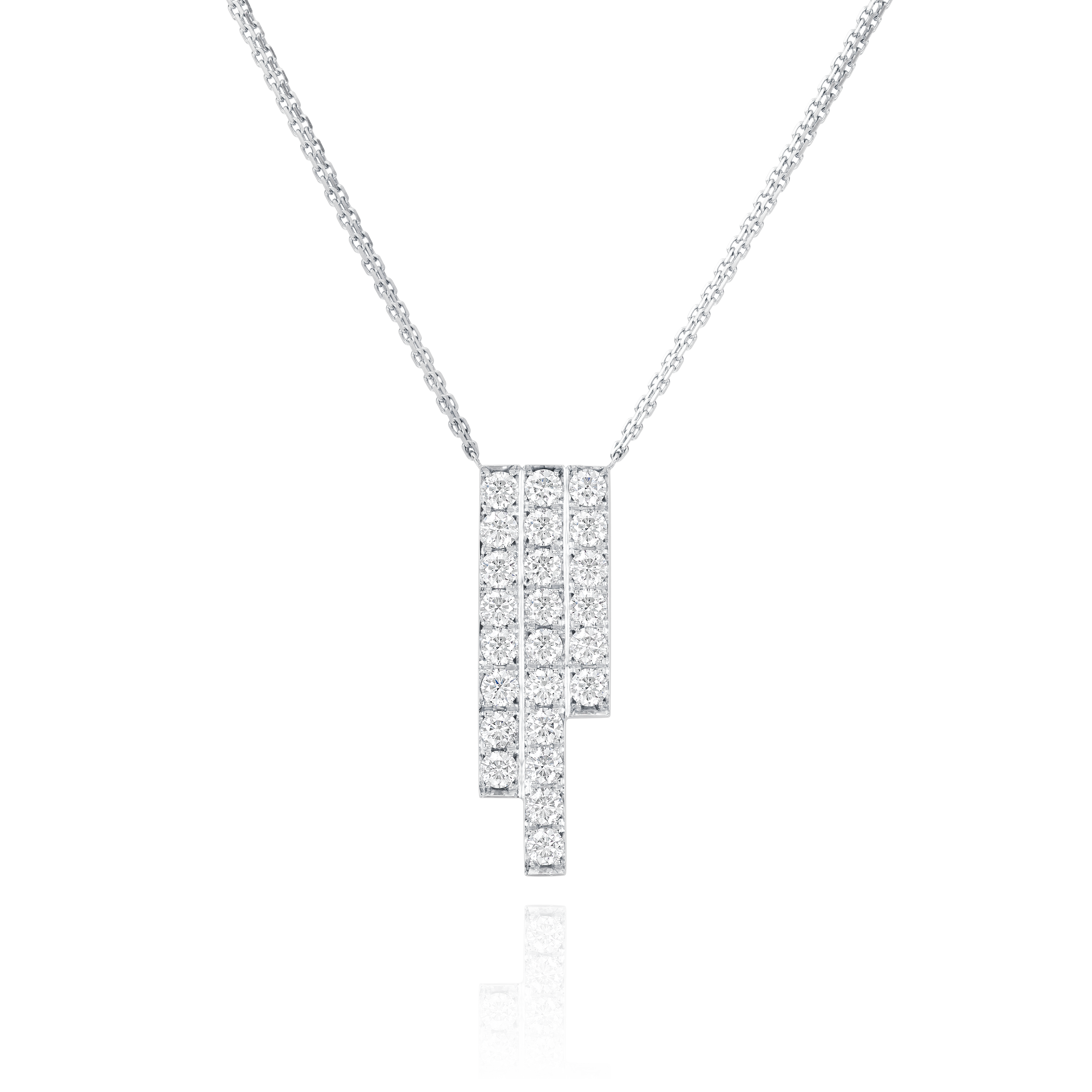 Skyline Collection Three Row 3.45cts Diamond Set Platinum Pendant
