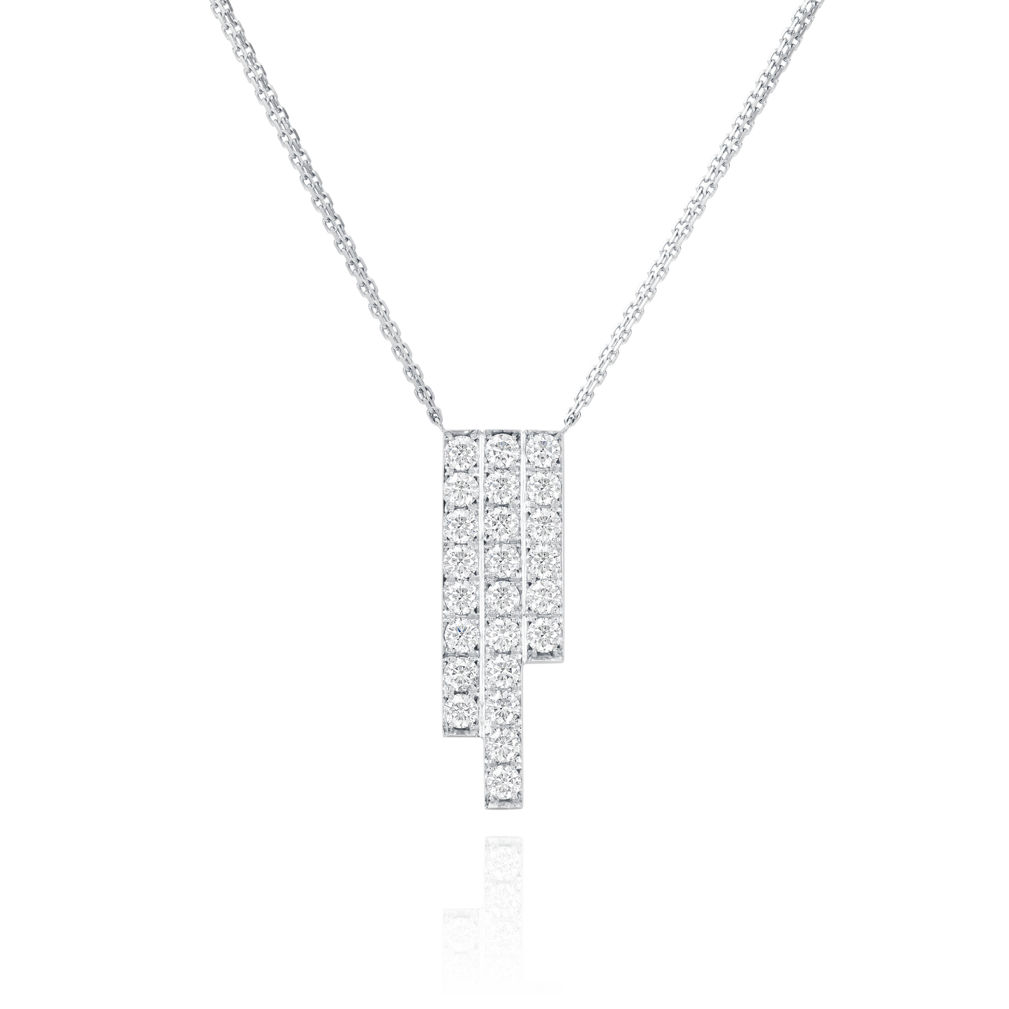 Skyline Collection Three Row 3.45cts Diamond Set Platinum Pendant