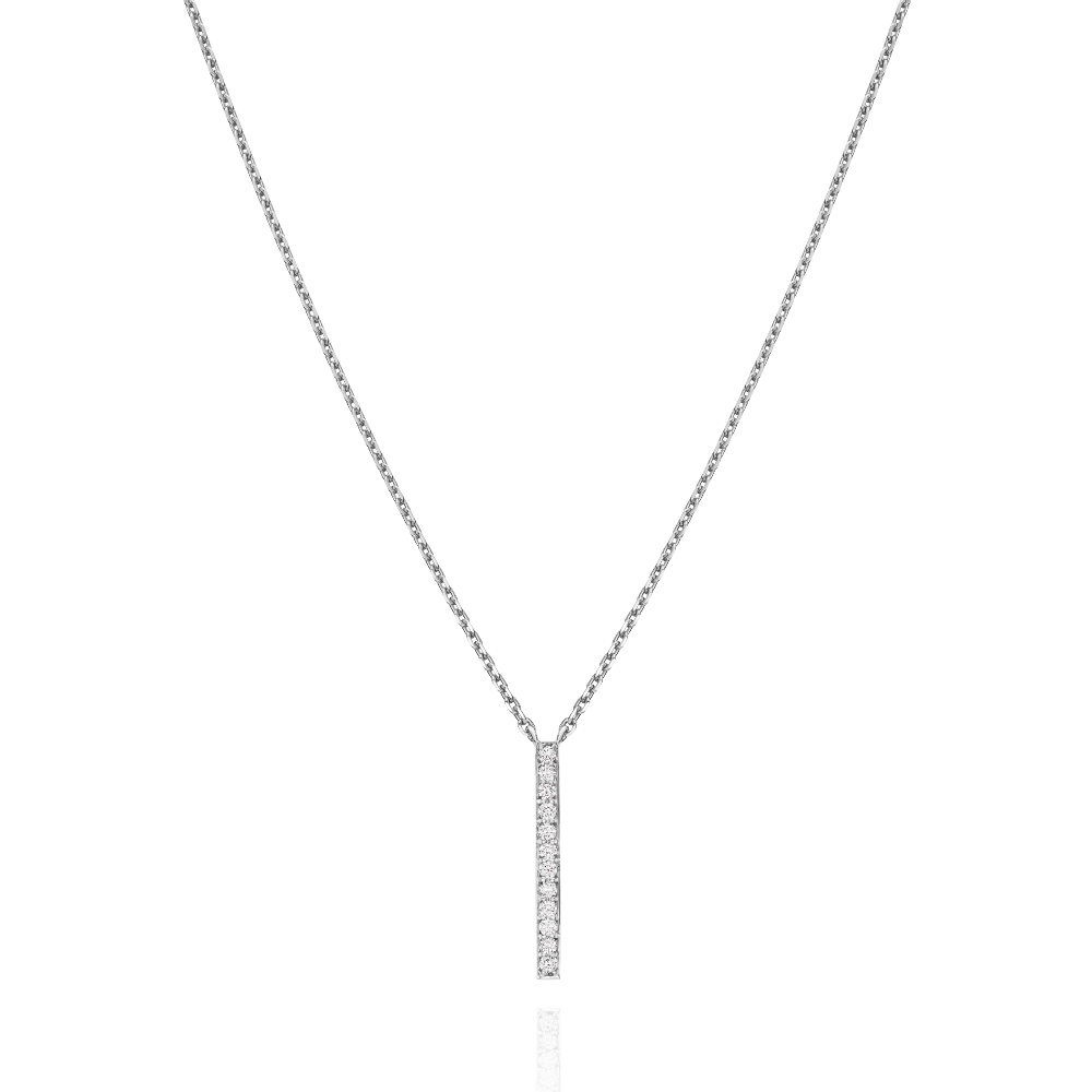 Skyline Collection Diamond Set Platinum Pendant 2mm