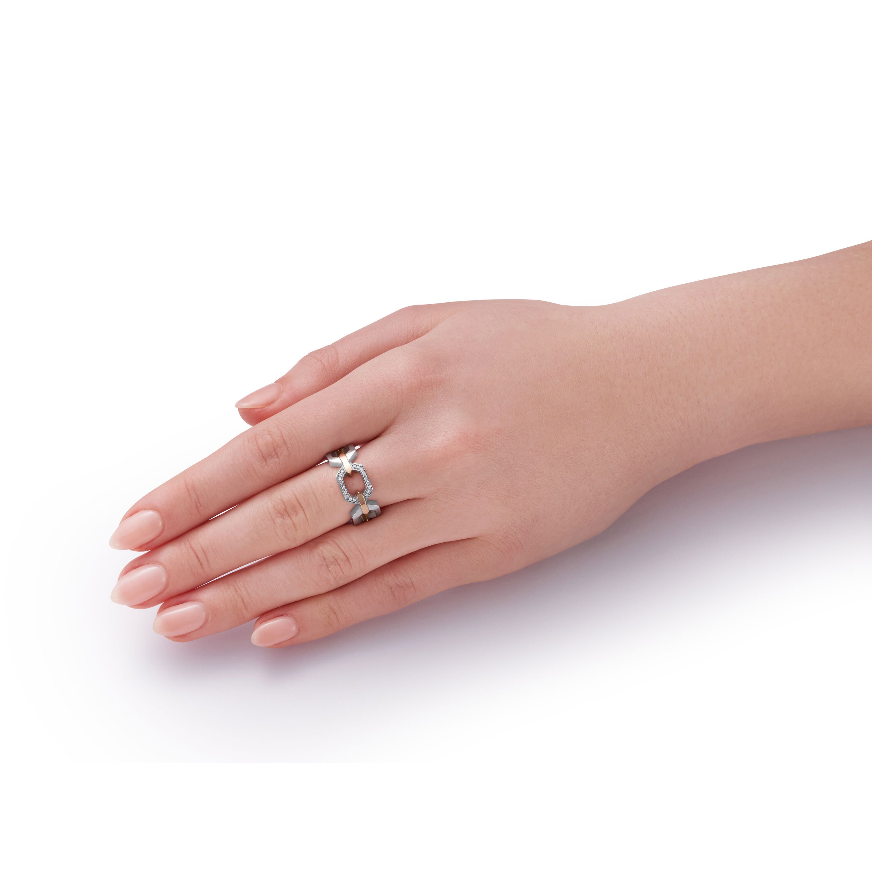 Nectar 18ct White and Rose Gold Diamond Set Ring