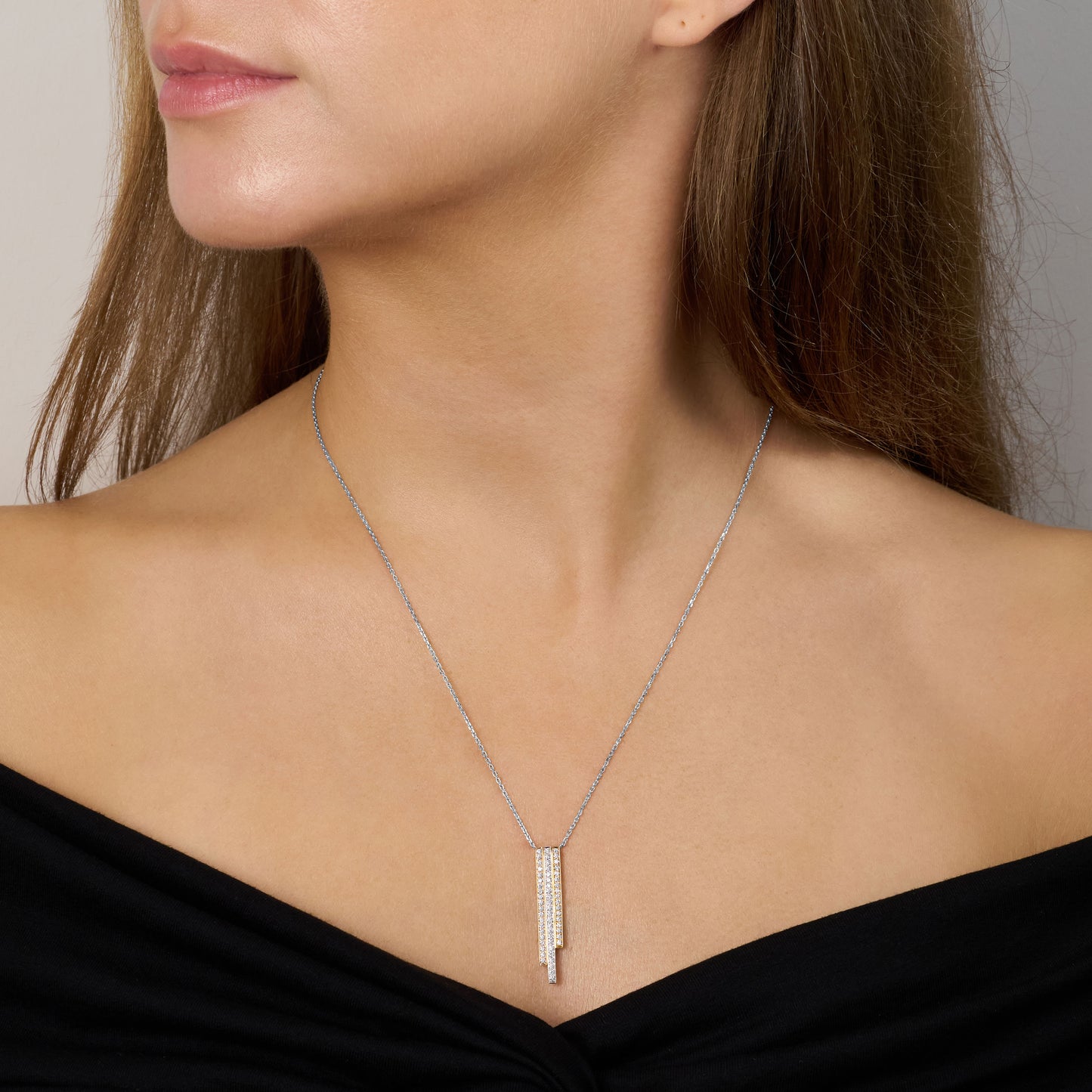 Skyline Collection Tri-Colour Diamond Set Pendant