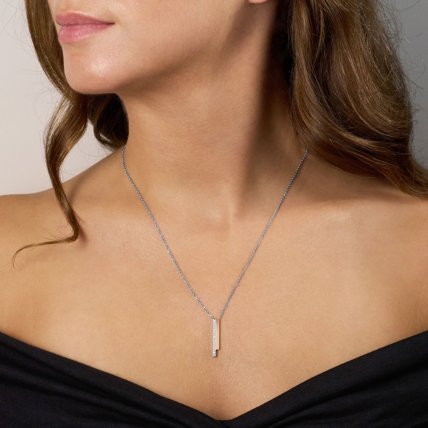 Skyline Collection Two Row Diamond Set Pendant