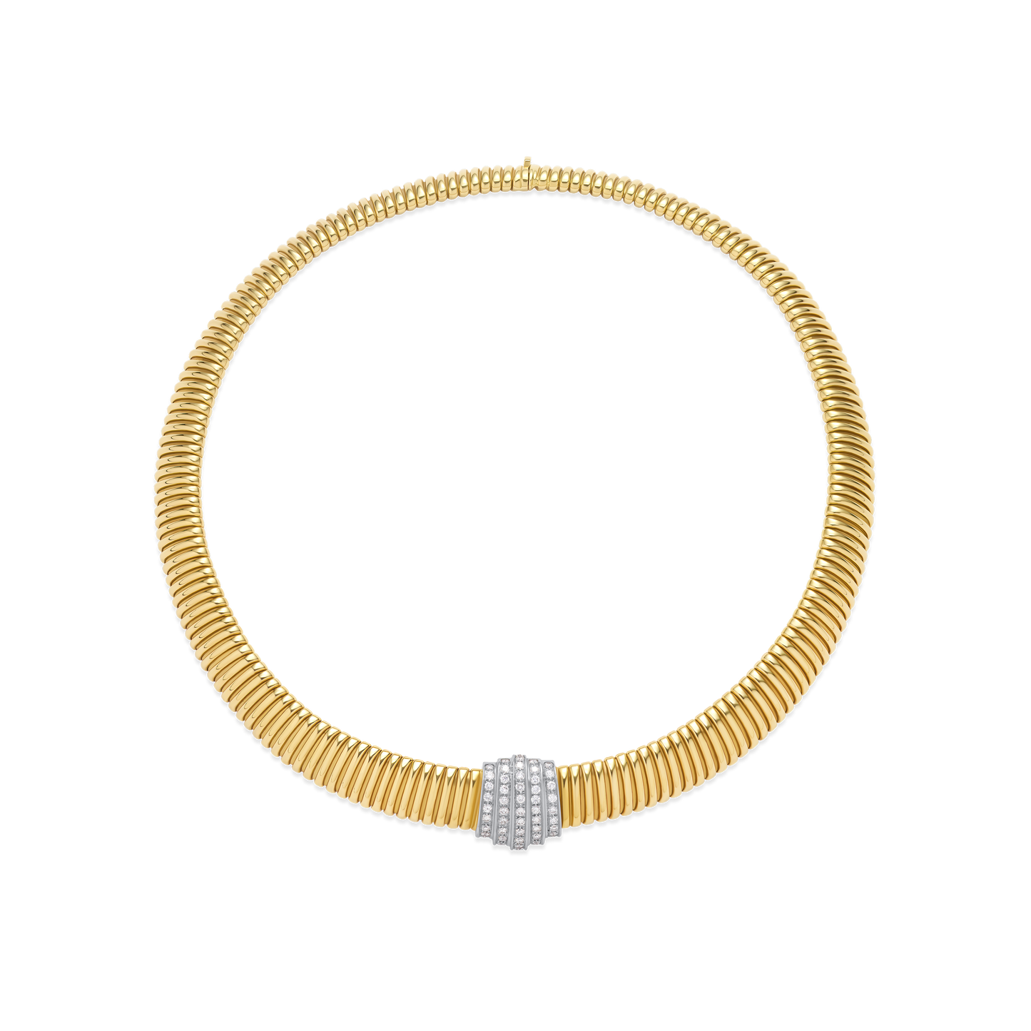 18ct Yellow Gold Snake Diamond Set Necklet