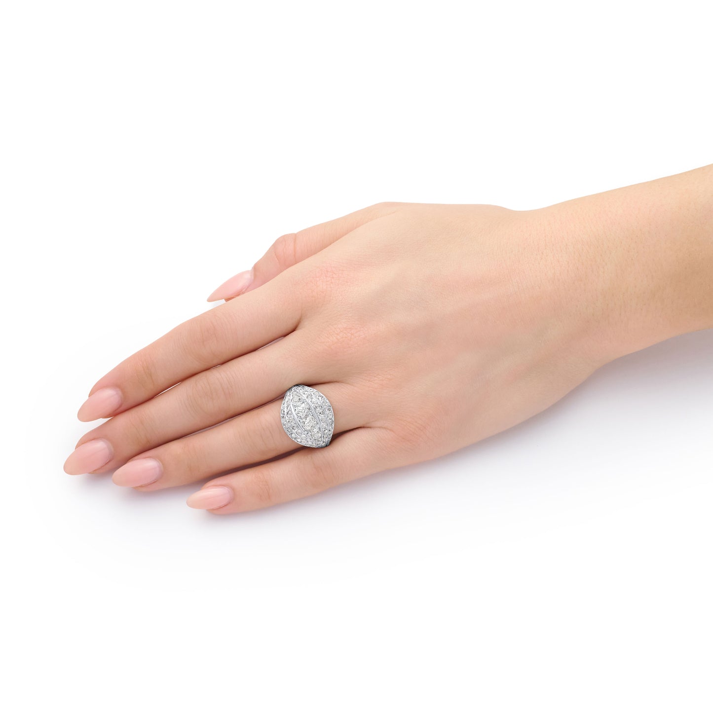 French Art Deco Diamond Bombe Cluster Ring