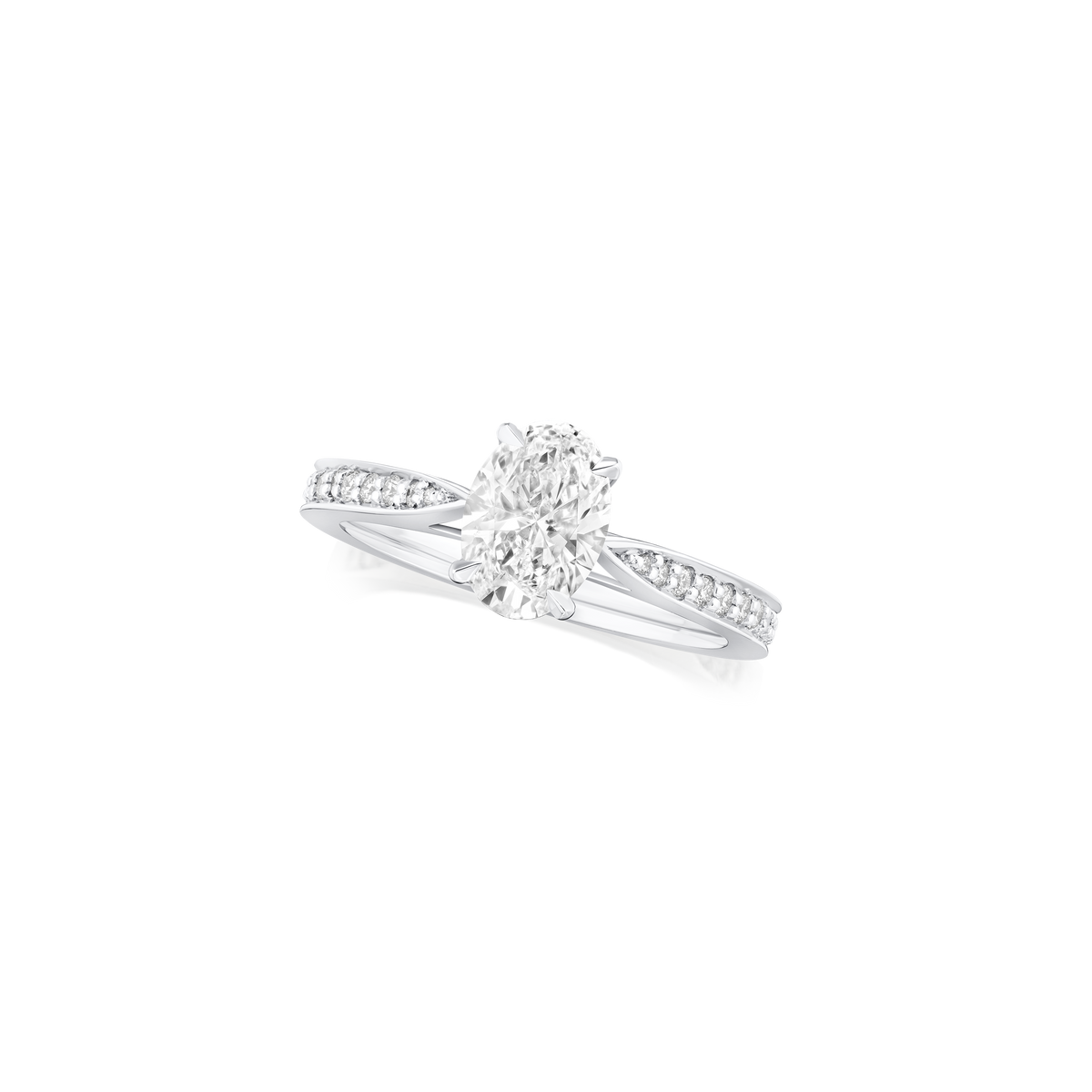 1.01ct Oval Diamond Solitaire Ring with Diamond Set Shoulders