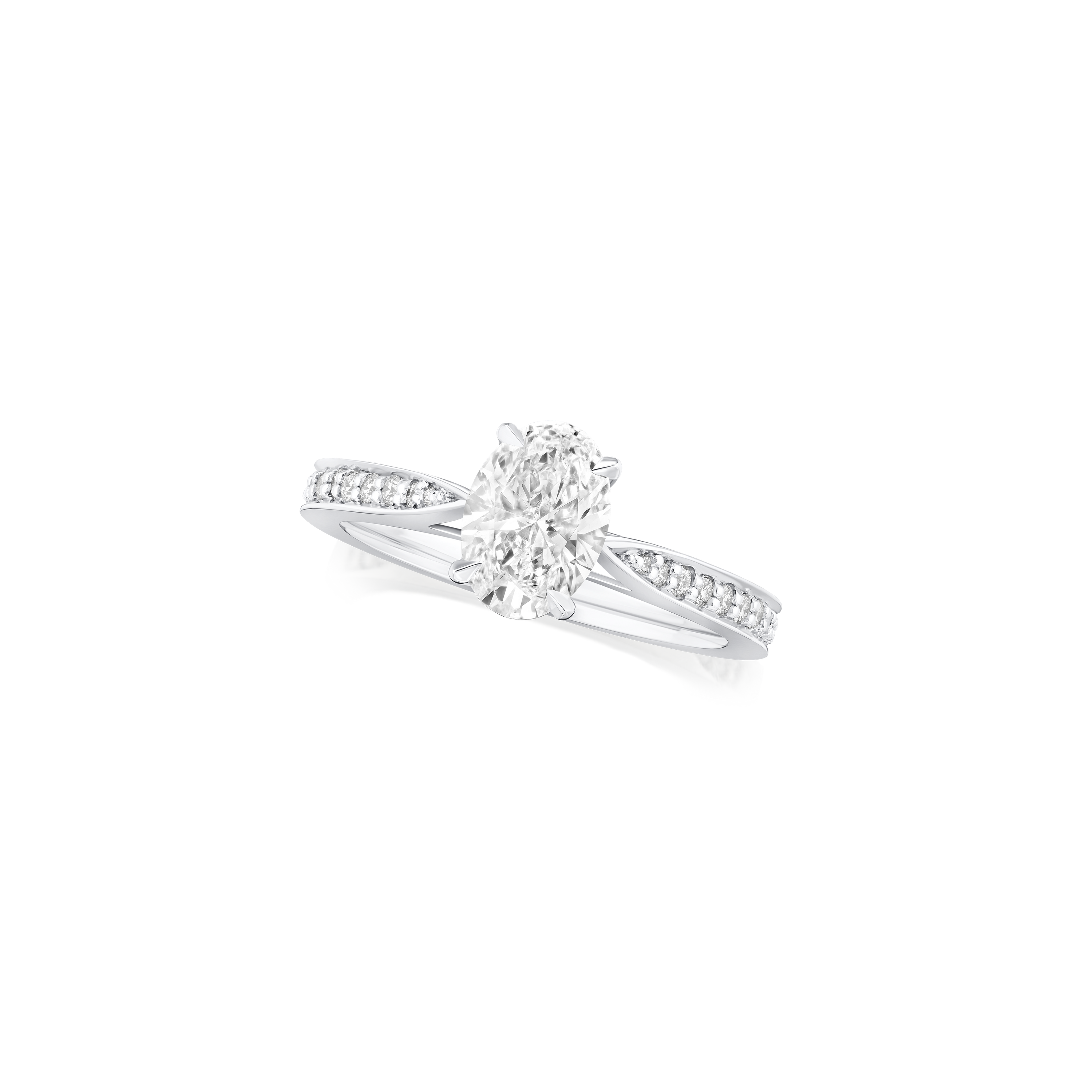 1.01ct Oval Diamond Solitaire Ring with Diamond Set Shoulders