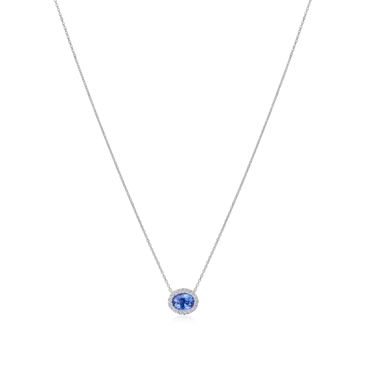1.18cts Sapphire and Diamond Cluster Pendant