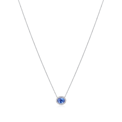 1.18cts Sapphire and Diamond Cluster Pendant