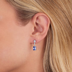 Blue and Pink Sapphire Drop Earrings