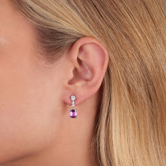 Blue and Pink Sapphire Drop Earrings