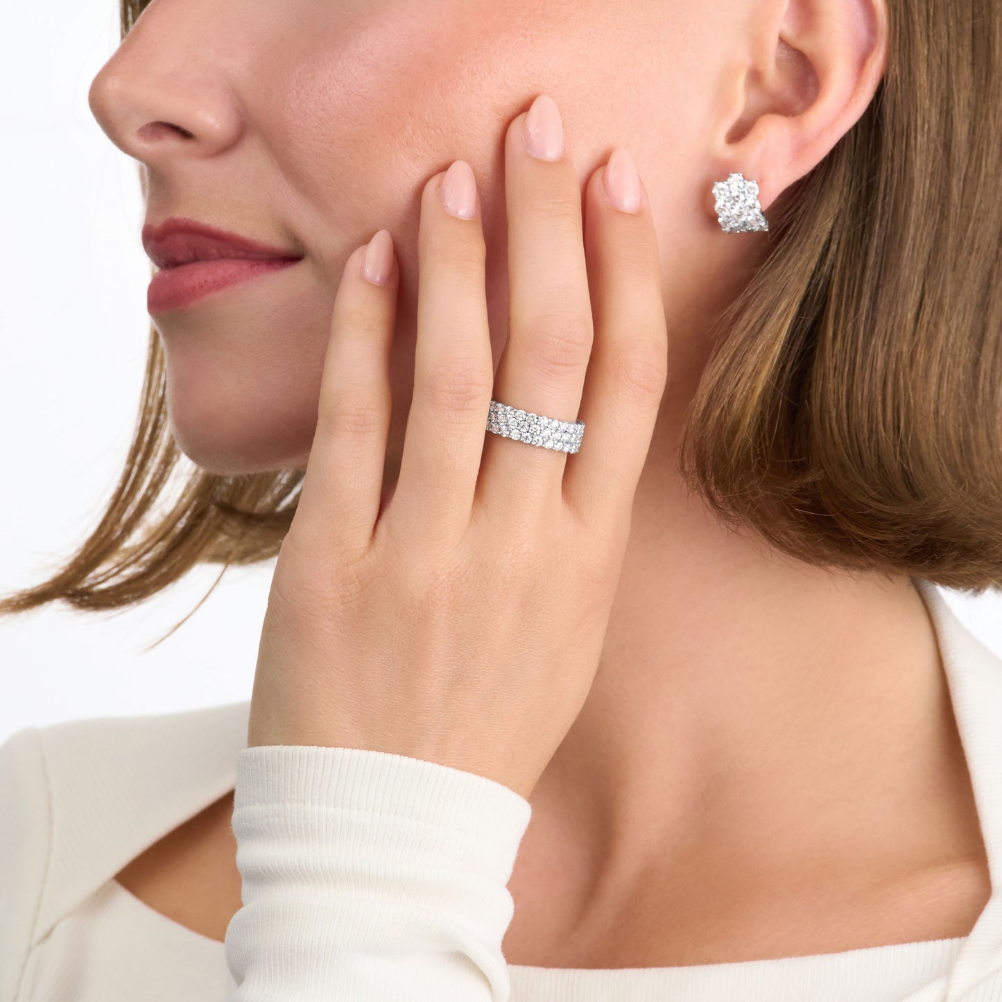 3.04cts Three Row Diamond Wave Ring