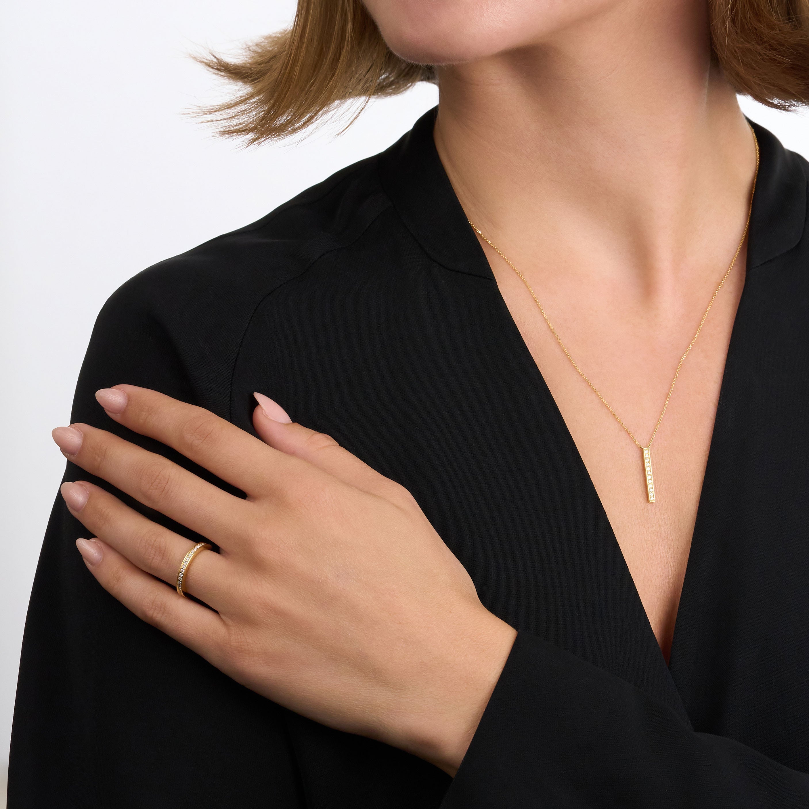 Skyline 18ct Yellow Gold Diamond Set Half Eternity Ring, 2mm