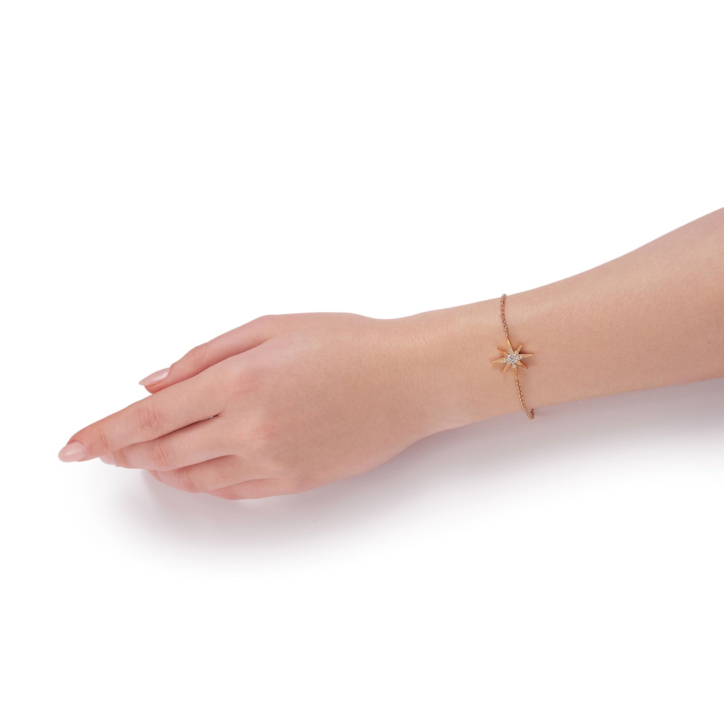 Sienna Collection 18ct Rose Gold Diamond Set Large Star Bracelet