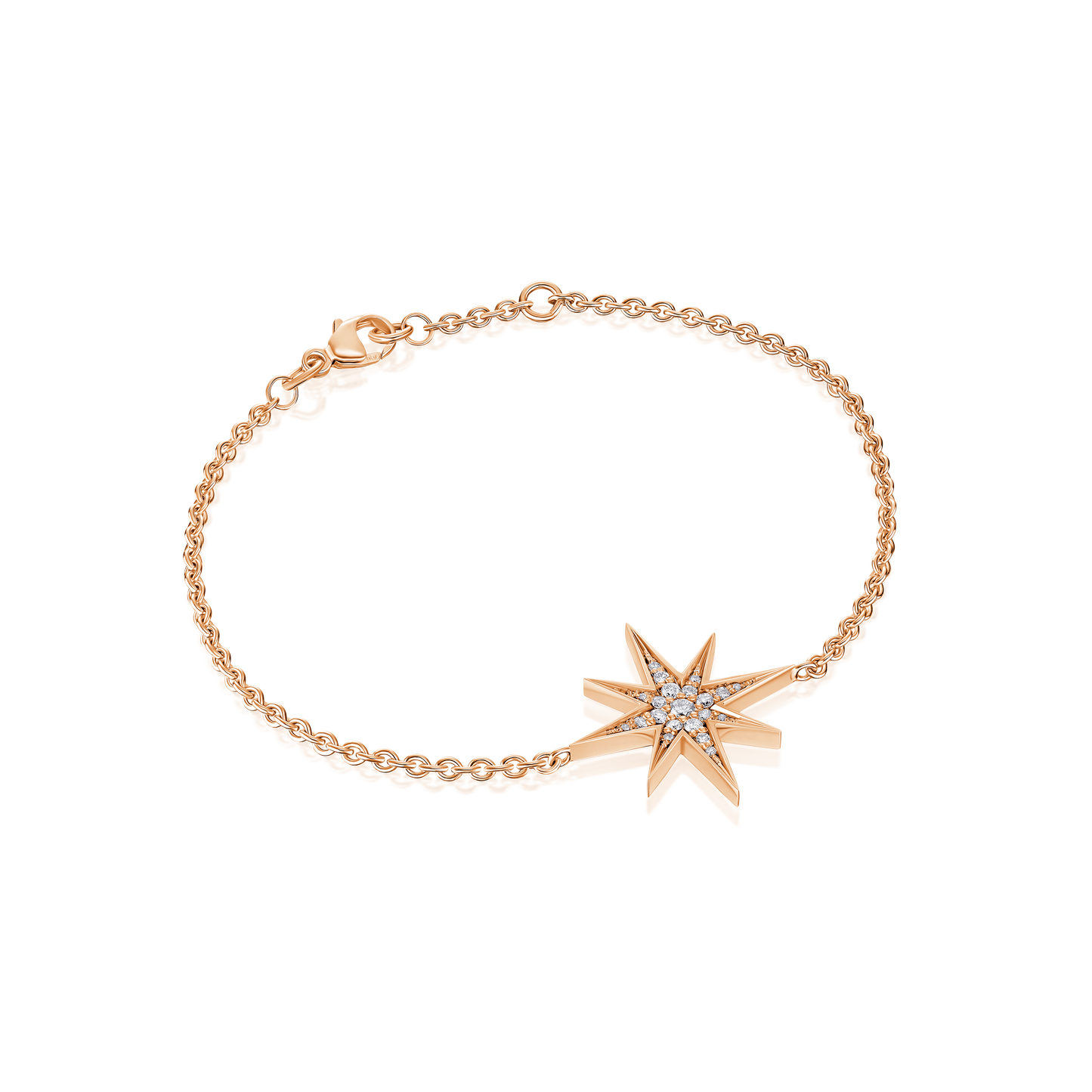 Sienna Collection 18ct Rose Gold Diamond Set Large Star Bracelet