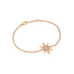 Sienna Collection 18ct Rose Gold Diamond Set Large Star Bracelet