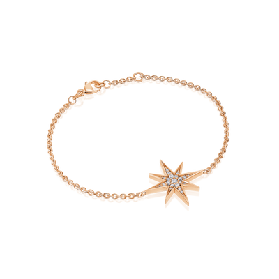 Sienna Collection 18ct Rose Gold Diamond Set Large Star Bracelet