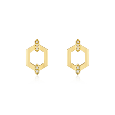 Nectar Collection Diamond Set 18ct Yellow Gold Stud Earrings