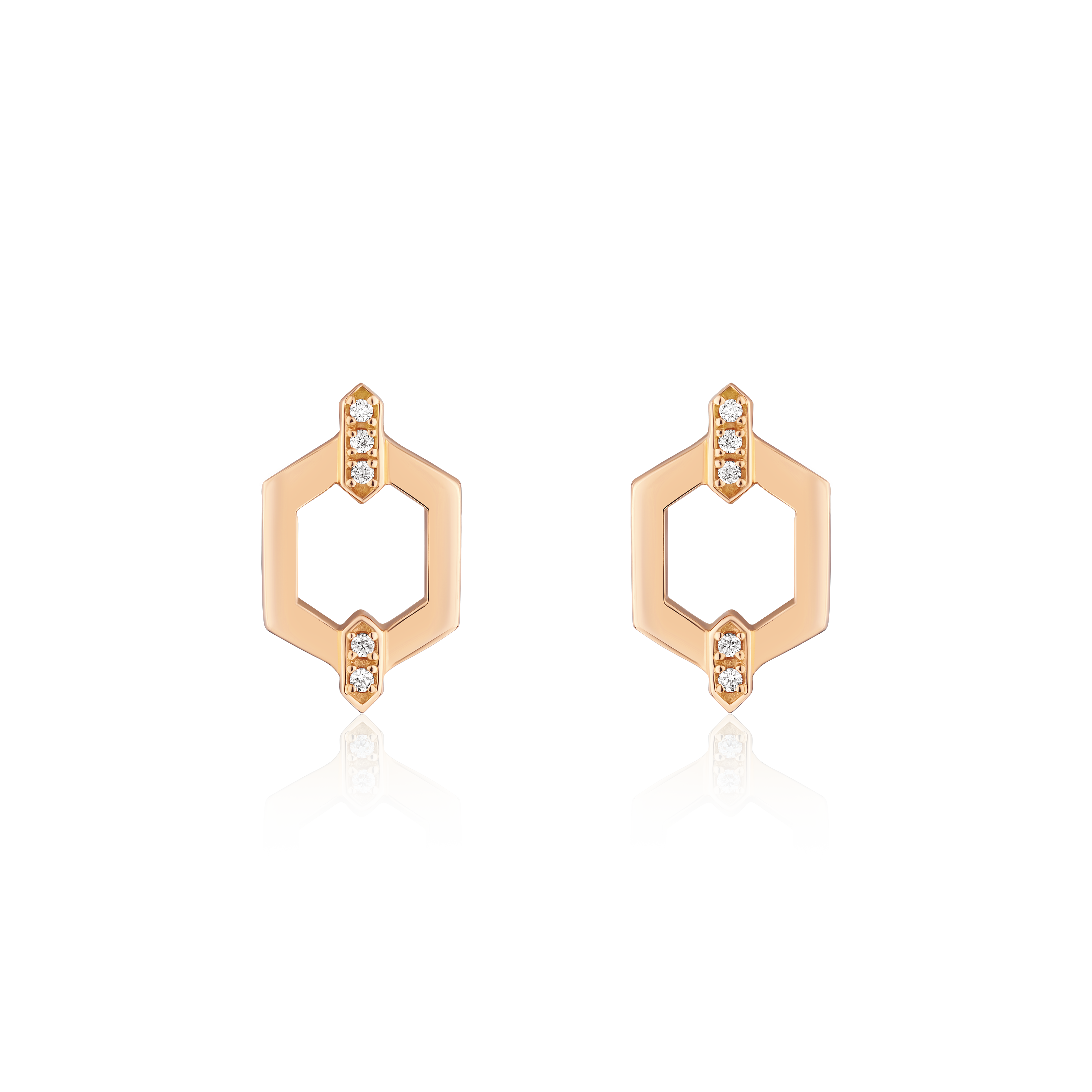 Nectar Collection Diamond Set 18ct Rose Gold Stud Earrings