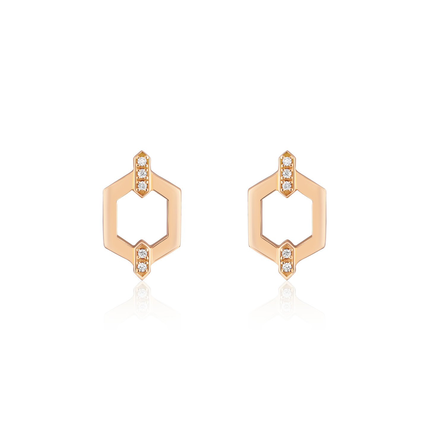 Nectar Collection Diamond Set 18ct Rose Gold Stud Earrings