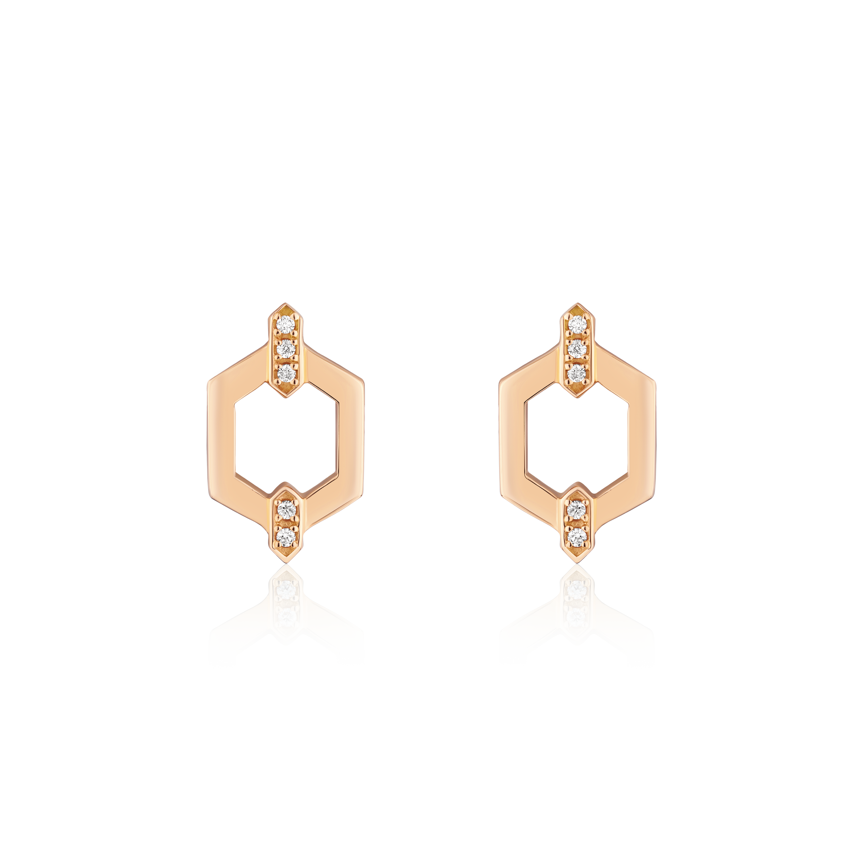 Nectar Collection Diamond Set 18ct Rose Gold Stud Earrings