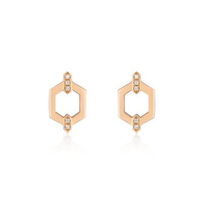 Nectar Collection Diamond Set 18ct Rose Gold Stud Earrings