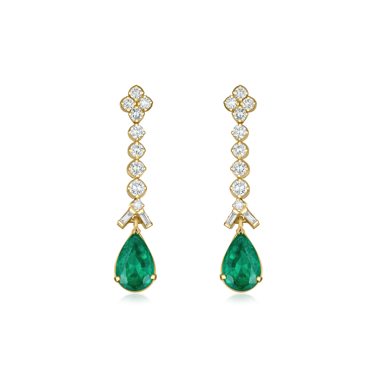 4.69cts Emerald and Diamond Drop Earrings