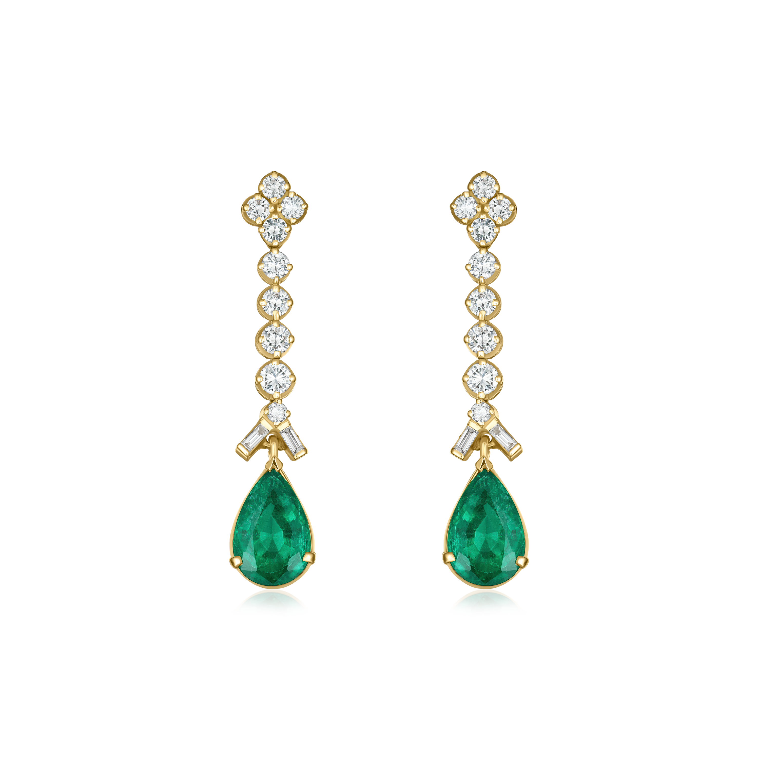 4.69cts Emerald and Diamond Drop Earrings