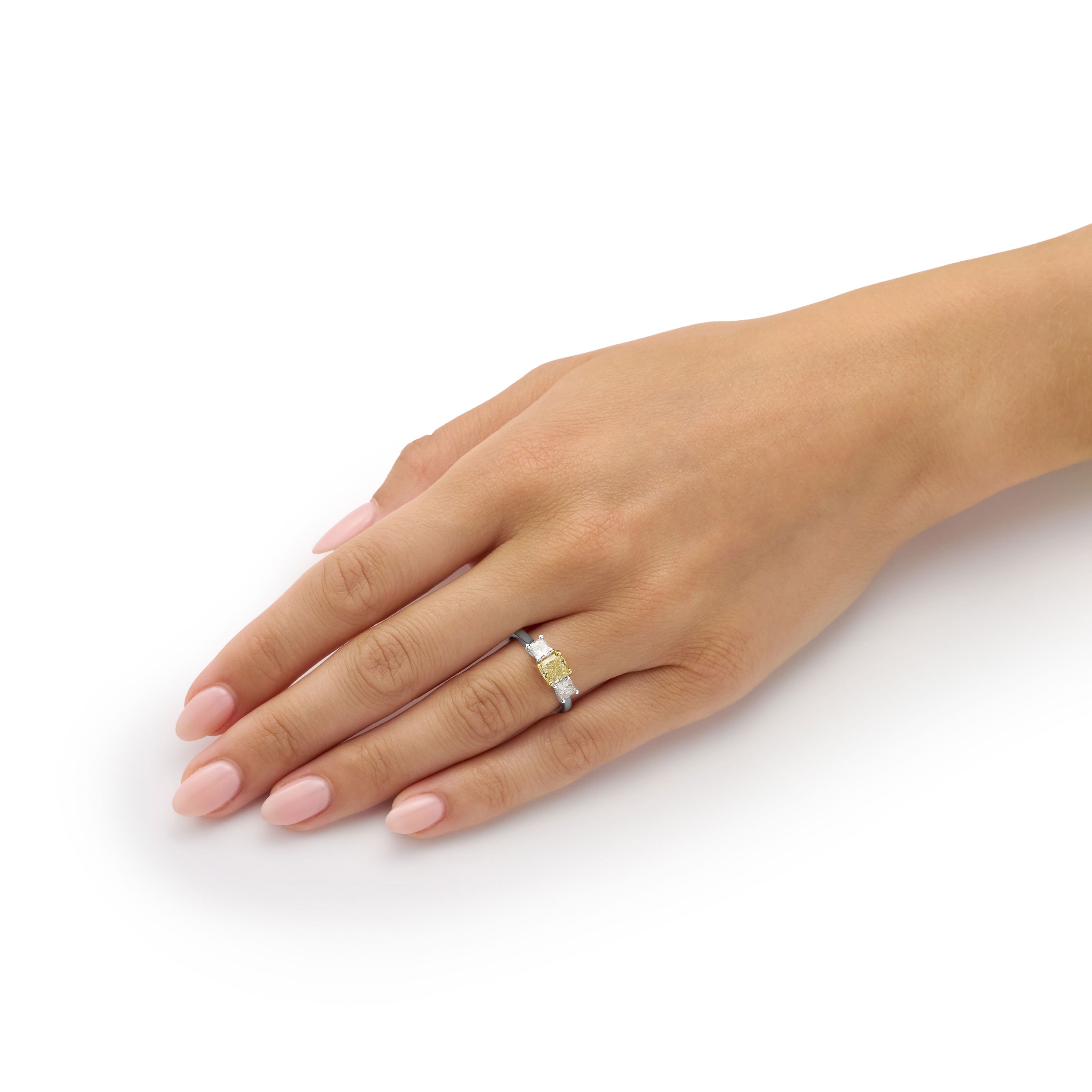 1.05cts Yellow and White Diamond Three Stone Ring