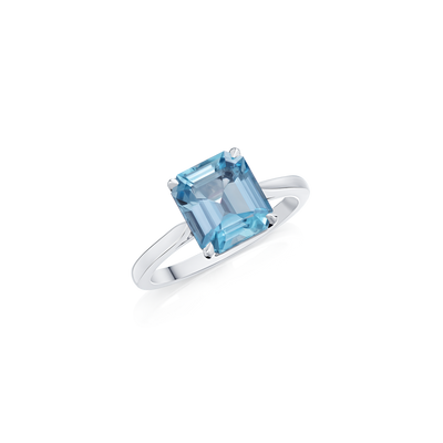 2.56cts Aquamarine Solitaire Platinum Ring