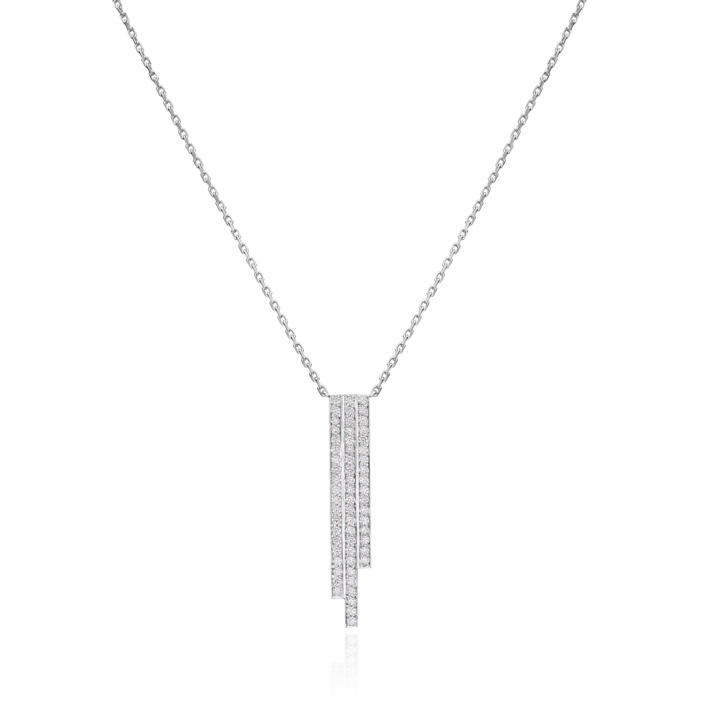 Skyline Collection Three Row Diamond Set Platinum Pendant