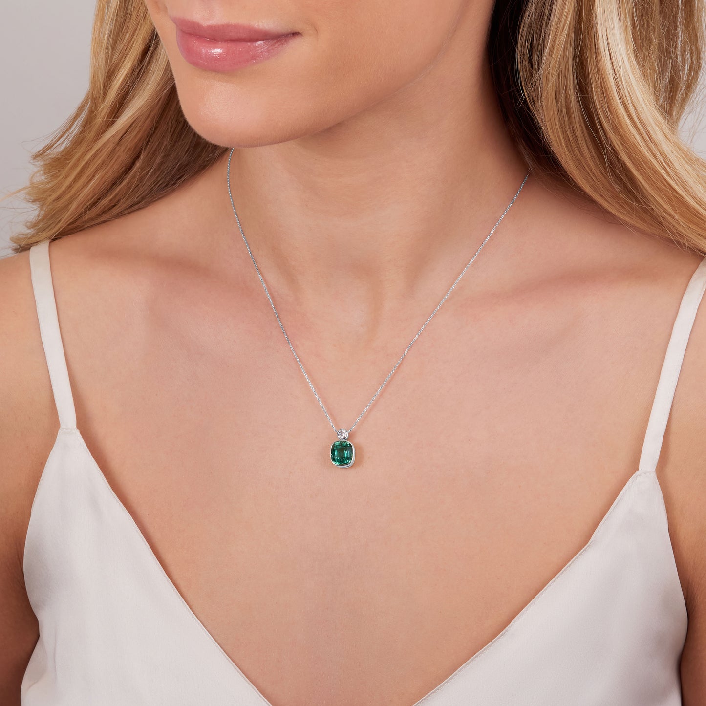 4.13cts Mint Tourmaline and Diamond Pendant