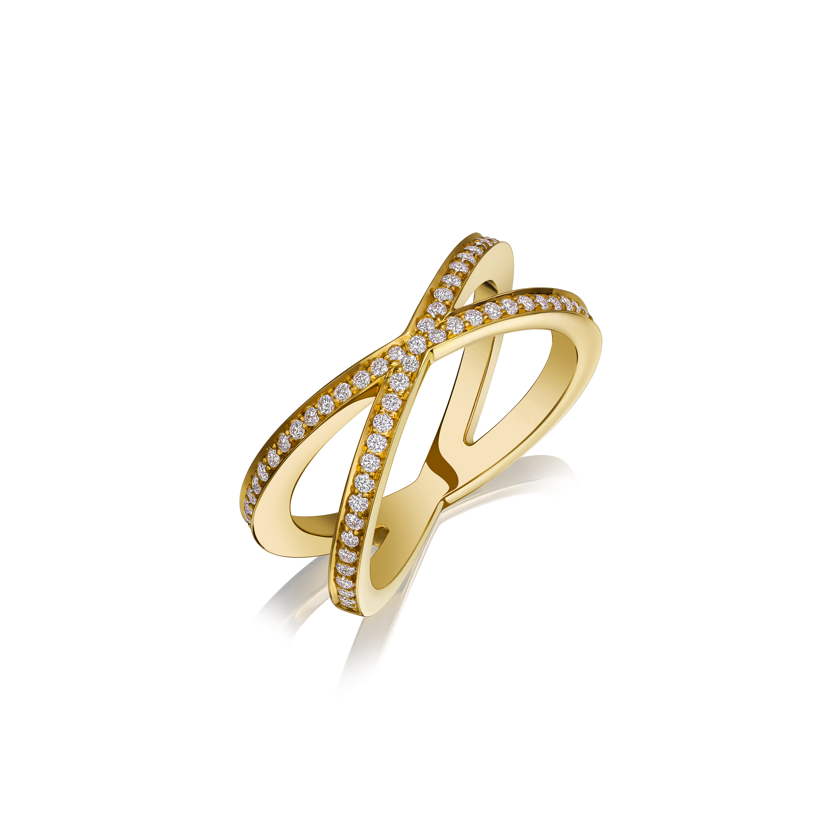 Skyline Collection Diamond Set Crossover 18ct Yellow Gold Ring