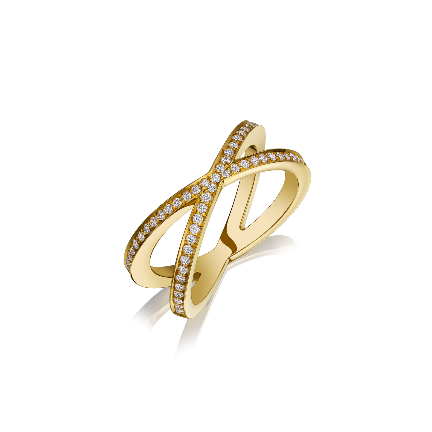 Skyline Collection Diamond Set Crossover 18ct Yellow Gold Ring