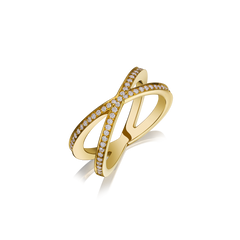 Skyline Collection Diamond Set Crossover 18ct Yellow Gold Ring