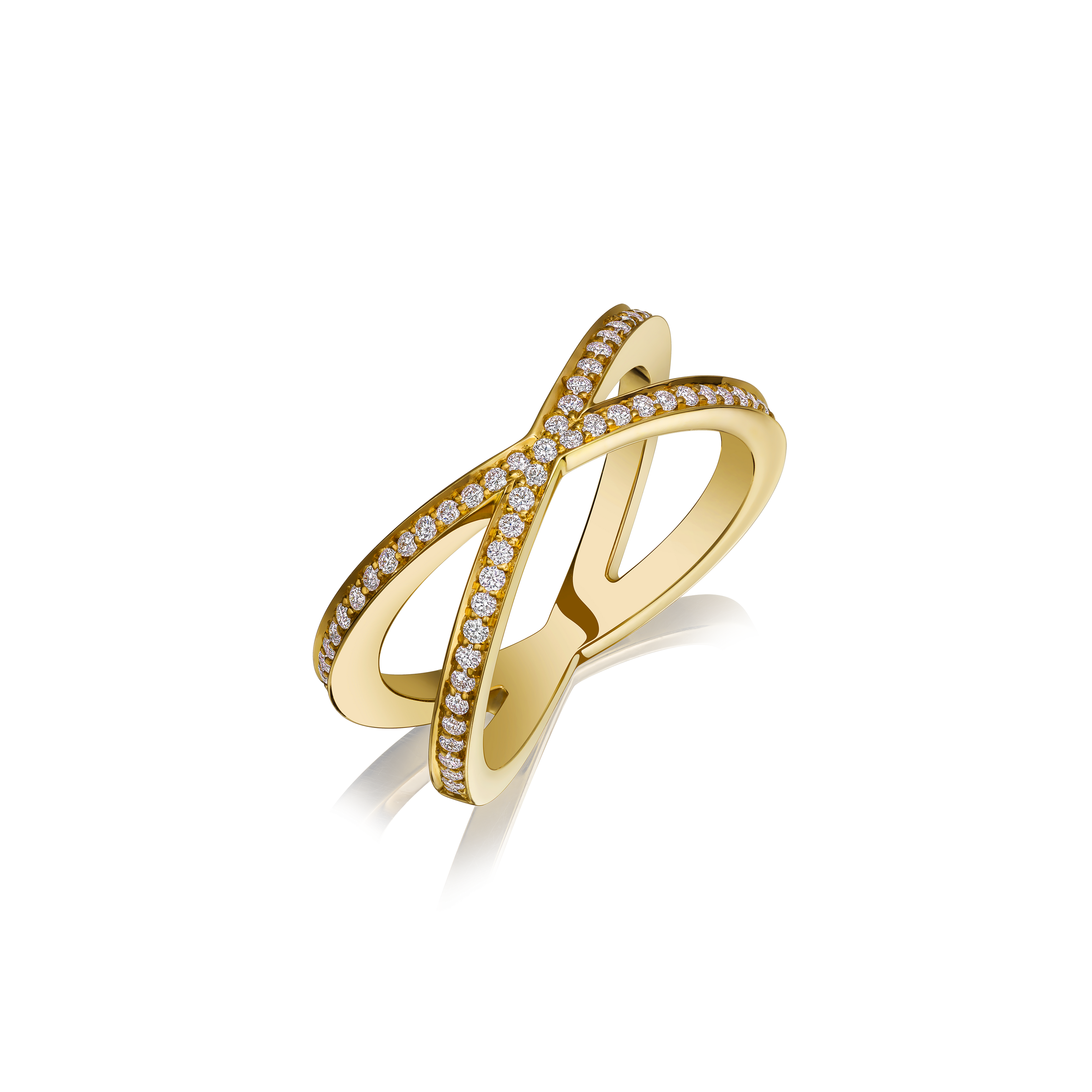 Skyline Collection Diamond Set Crossover 18ct Yellow Gold Ring