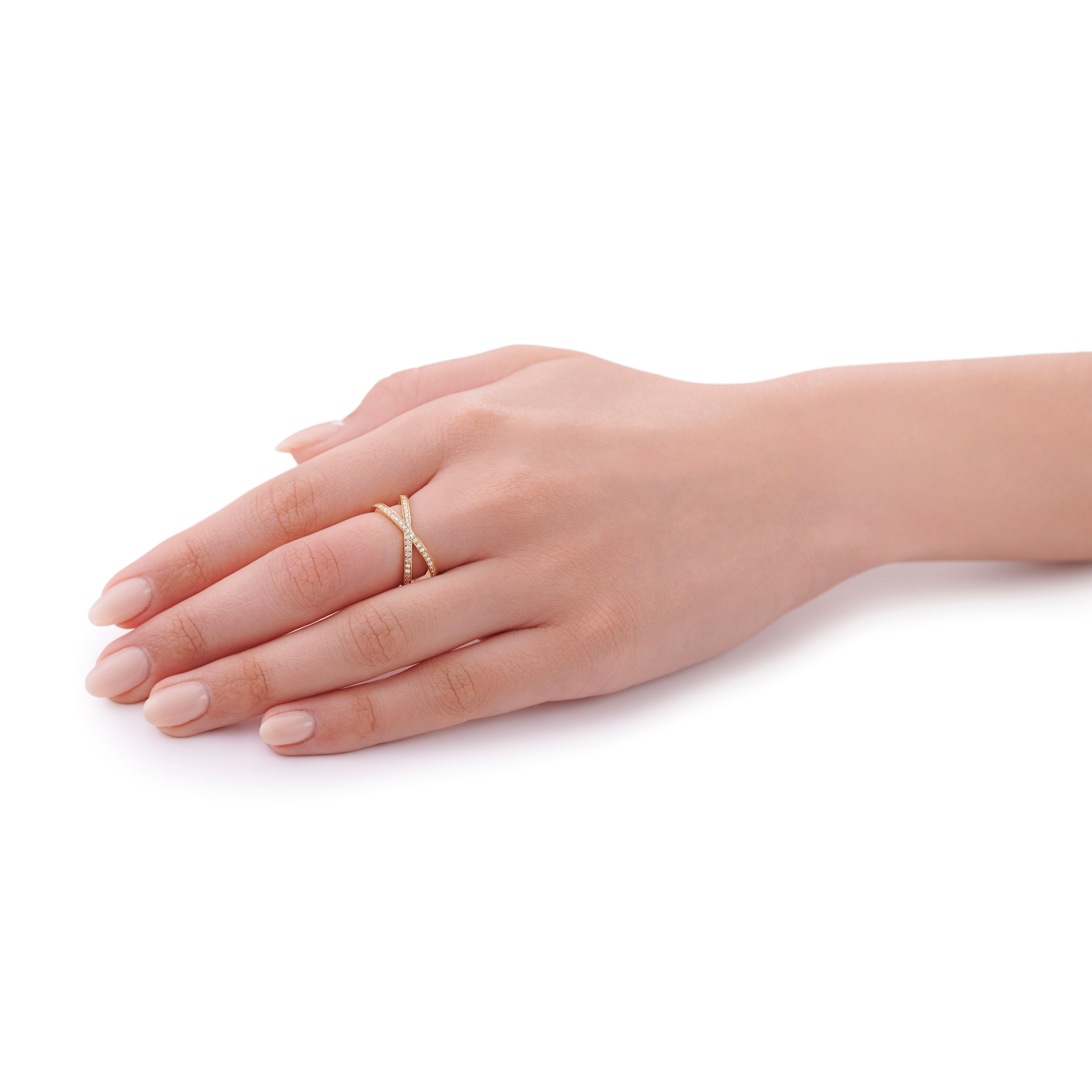 Skyline Collection Diamond Set Crossover 18ct Yellow Gold Ring