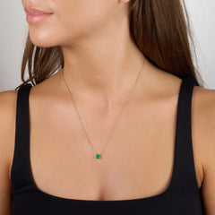 0.51ct 18ct Yellow Gold Square Emerald Pendant