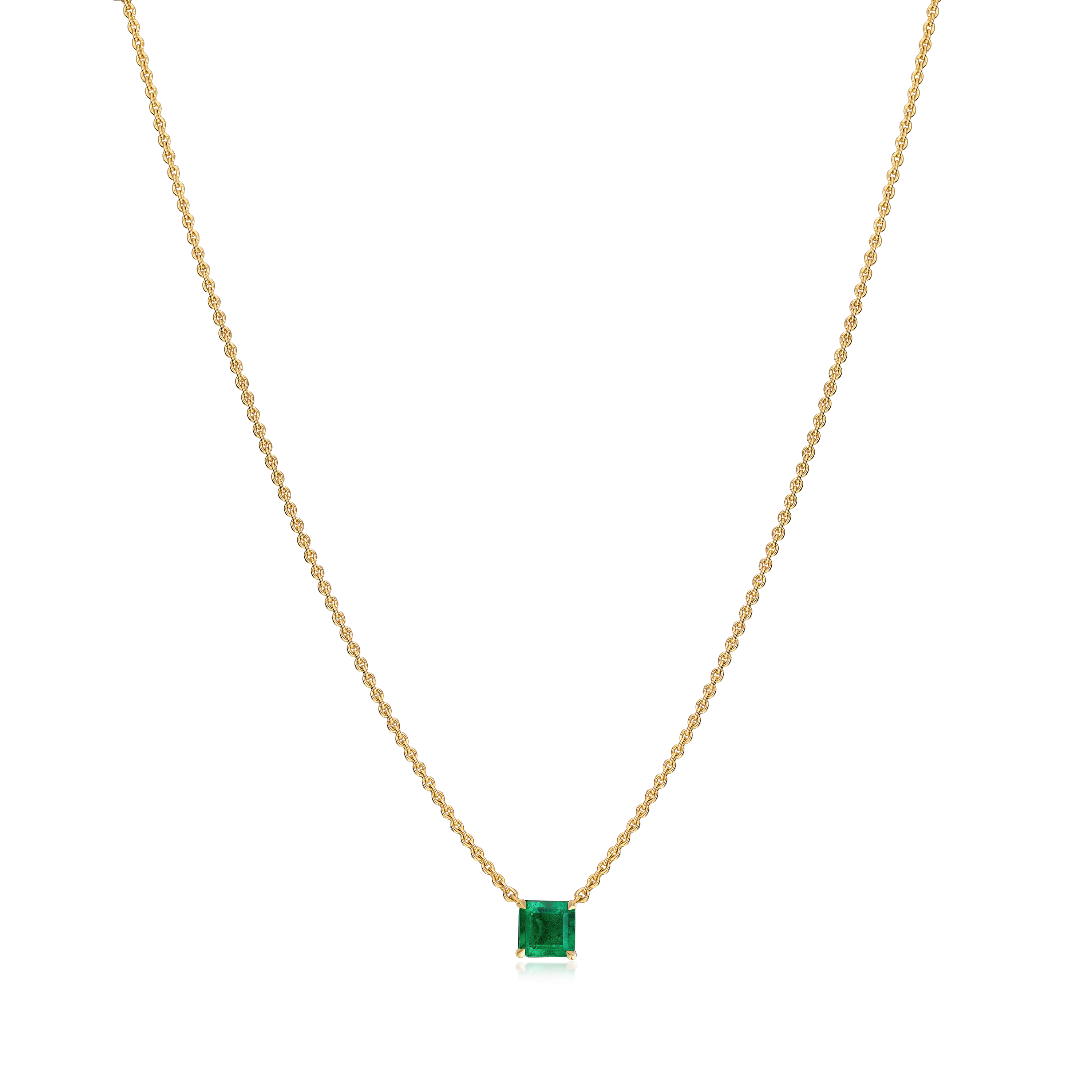 0.51ct 18ct Yellow Gold Square Emerald Pendant